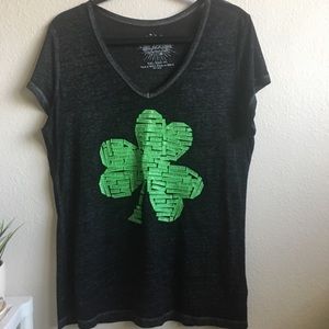 Black burnout tee shamrock St. Patrick’s day